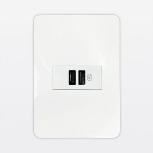 Conjunto Tomada USB Tipo C+A 15W Com Placa 4x2 Matix Go Bticino Legrand