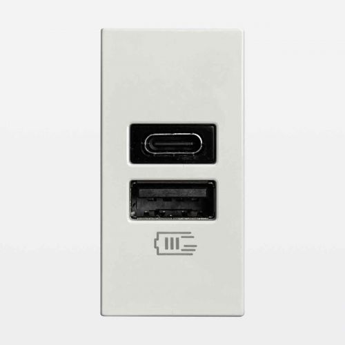 Conjunto Tomada USB Tipo C+A 15W Com Placa 4x2 Matix Go Bticino Legrand