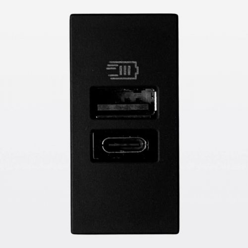 Conjunto Tomada USB Tipo C+A 15W Com Placa 4x2 Matix Go Bticino Legrand