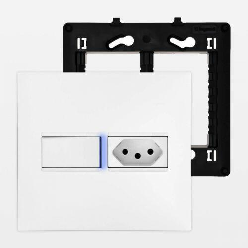 Conjunto Tomada Com Interruptor Simples + LED Azul Bivolt 4x4 PIAL Plus+ Legrand
