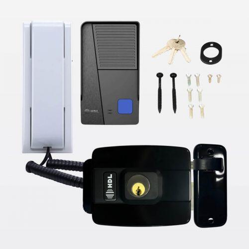 Kit Interfone c/ Fechadura Elétrica Compacta C90 Mini Preta HDL Audio Class