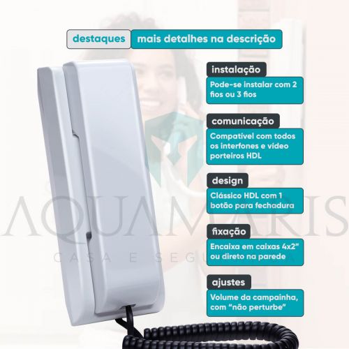 Kit Interfone c/ Fechadura El�trica Compacta C90 Mini Preta HDL Audio Class
