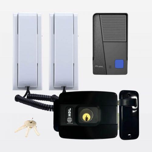 Kit Interfone com 2 Monofones AZ-S01 + Fechadura C90 Mini Preto HDL Audio Class