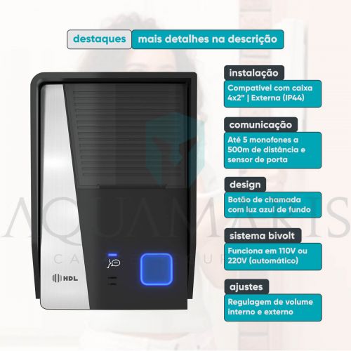 Kit Interfone HDL F8 Advance c/ Fechadura El�trica Compacta C90 Mini HDL