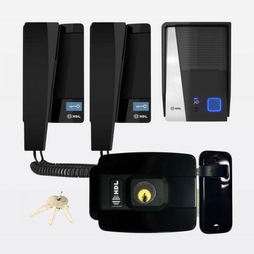 Kit Interfone HDL F8 Advance c/ 2 Monofones + Fechadura C90 Mini HDL