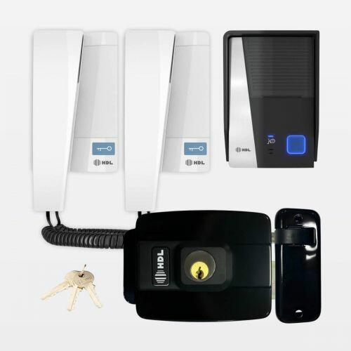 Kit Interfone HDL F8 Advance c/ 2 Monofones + Fechadura C90 Mini HDL