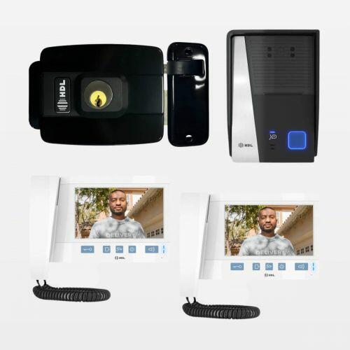Kit Vídeo Porteiro c/ 2 Monitores + Fechadura Elétrica C90 Mini HDL Video Advance