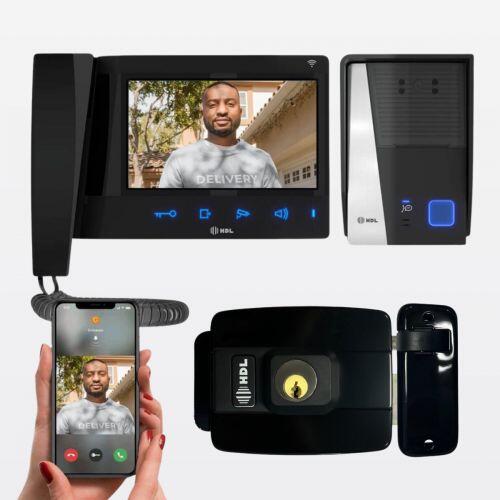 Kit Vídeo Porteiro WiFi c/ Monitor 7 + Fechadura C90 Mini HDL Connect