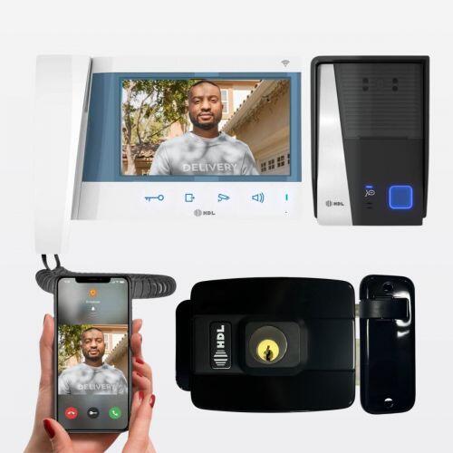 Kit Vídeo Porteiro WiFi c/ Monitor 7 + Fechadura C90 Mini HDL Connect