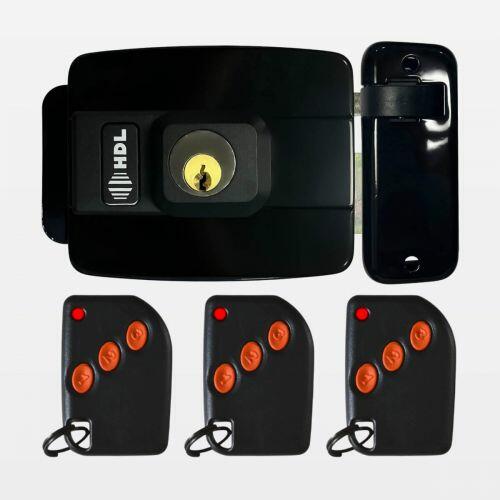 Kit Fechadura Elétrica C90 Mini HDL c/ Receptor + 3 Controles + Fonte 12V