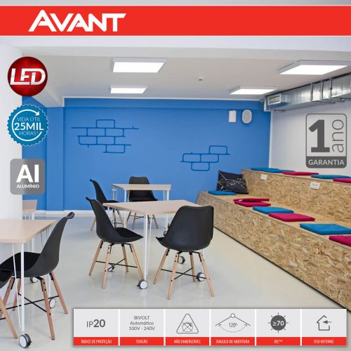 Painel Led Sobrepor Quadrado Branco Frio 6500K 18W 19x19 Bivolt Avant
