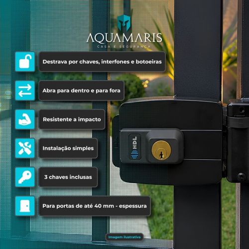 Fechadura El�trica Sobrepor Revers�vel C90 Standard 12V Preta HDL 90.01.03.141