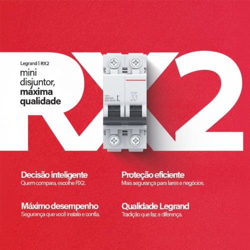 Minidisjuntor RX2 Monopolar 50A Curva C Legrand RXD50C31