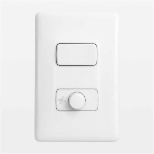 Kit Variador p/ Ventilador Zeffia PIAL c/ Dimmer 160VA + Interruptor Simples + Placa 4x2 Branco
