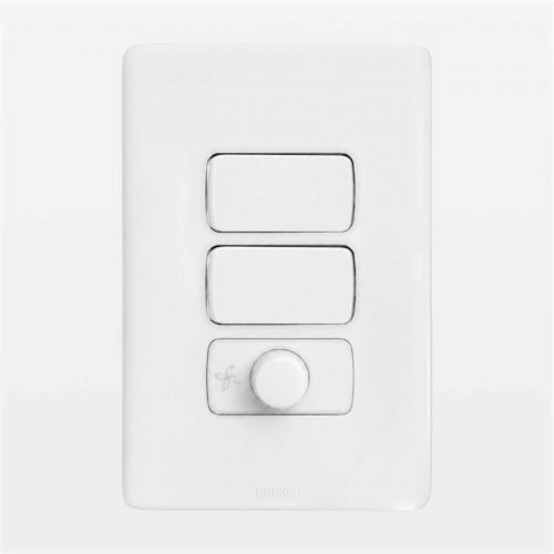 Kit Variador Dimmer Ventilador 160VA c/ Interruptor + Interruptor Paralelo + Placa 4x2 Branco Zeffia