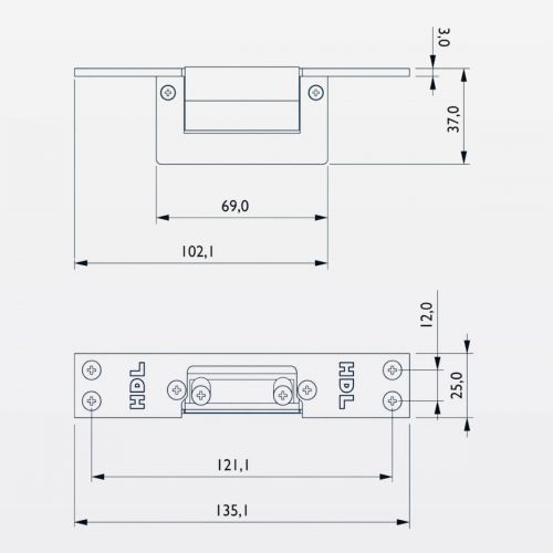 Fecho El�trico FEC-91CF HDL Espelho Curto Trinco Fixo
