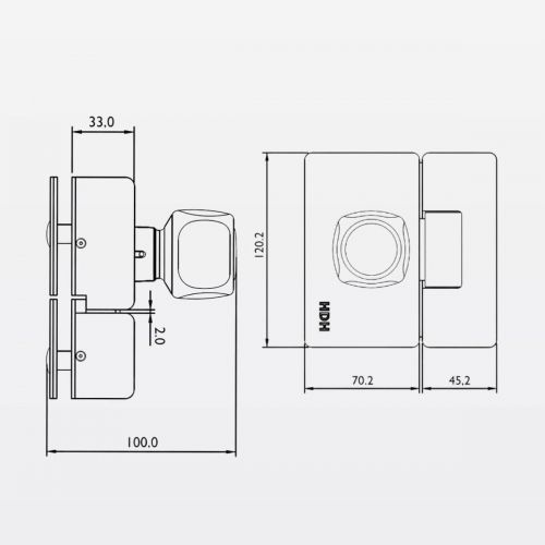 Fechadura PV90 HDL p/ Porta de Vidro 2 Folhas c/ Ma�aneta Bola sem Puxador Cromado 90.01.03.002