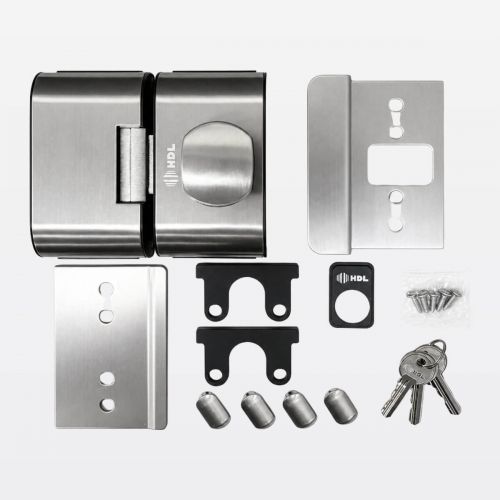 Fechadura El�trica PV90 Porta de Vidro 2 Folhas Abre p/ Dentro c/ Ma�aneta Bola Inox HDL