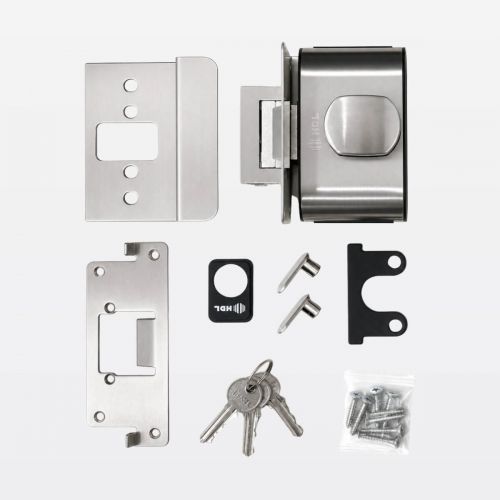 Fechadura El�trica PV90 Porta de Vidro 1 Folha Furo/Rasgo Revers�vel c/ Ma�aneta Bola Inox HDL
