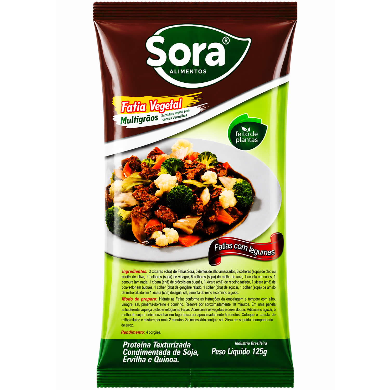 Fatia de Carne Vegetal Vermelha Sora 125g - Vegano, sem glúten