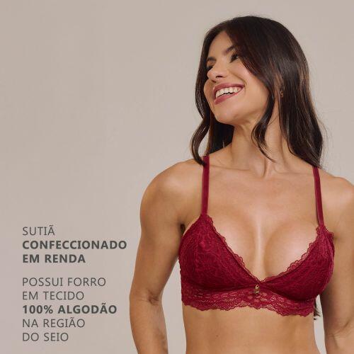 Sutiã Ayla Sem Bojo e Sem Aro Em Renda