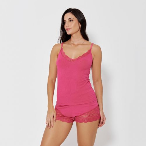 Short Doll Alessandra Canelado e com Renda sem Bojo