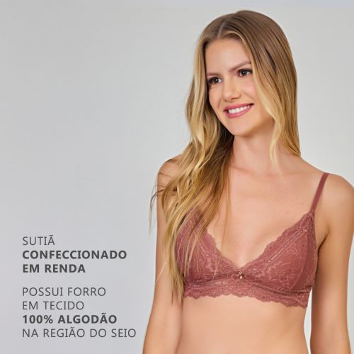 Sutiã Ayla Sem Bojo e Sem Aro Em Renda