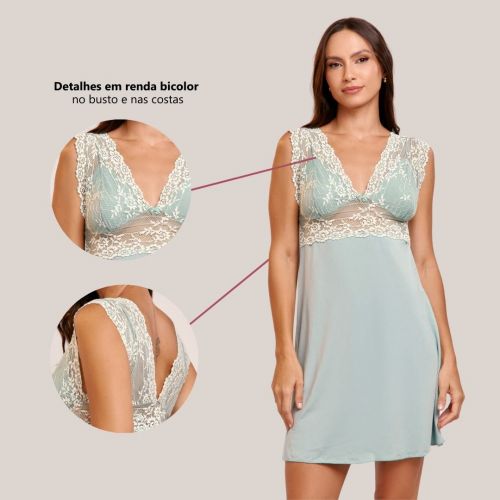 Camisola Melissa Sem Bojo Com Renda Bicolor