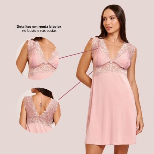 Camisola Melissa Sem Bojo Com Renda Bicolor