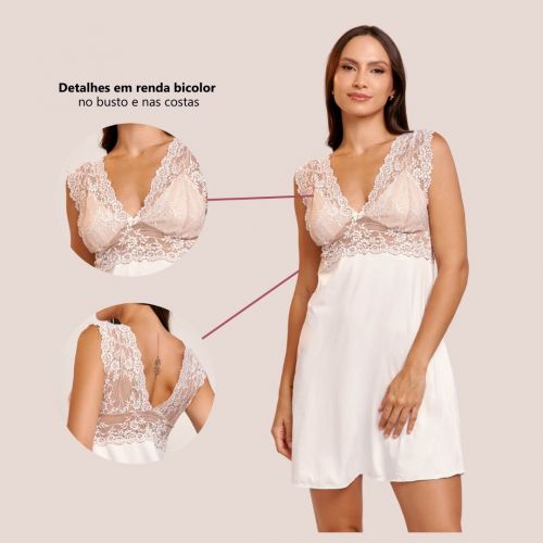 Camisola Melissa Sem Bojo Com Renda Bicolor