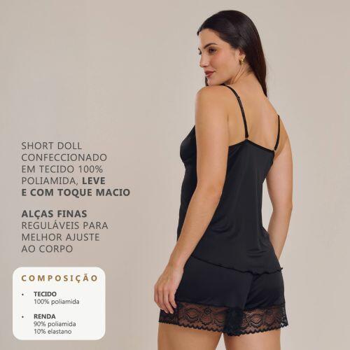 Pijama Short doll Marisa em Liganete de Poliamida e Renda