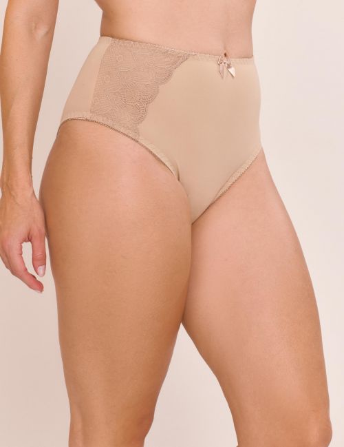 Calcinha Denise em Microfibra e Renda Cintura Alta