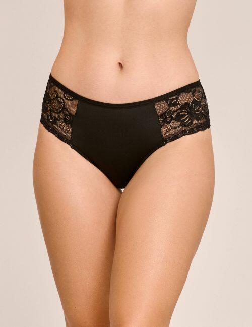 Tanga Deby Cintura M�dia Em Poliamida e Renda