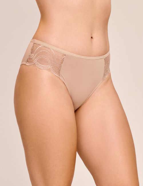 Tanga Deby Cintura Média Em Poliamida e Renda