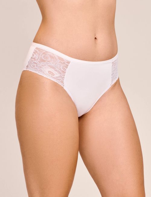 Tanga Deby Cintura Média Em Poliamida e Renda