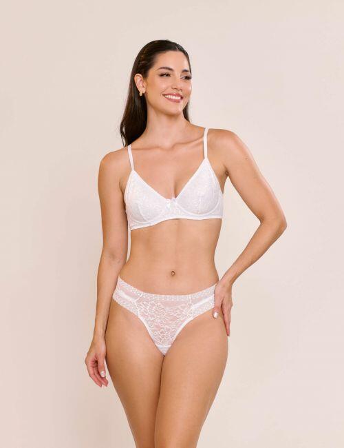 Conjunto Madri de Calcinha e Suti� Sem Bojo Com Aro Em Renda