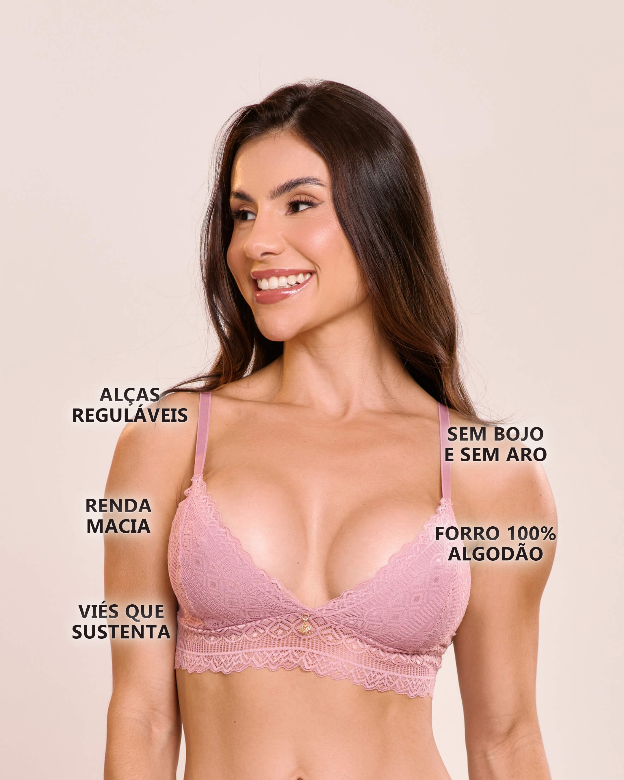 Sutiã Ayla Em Renda Sem Bojo e Sem Aro