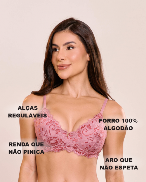 Suti� Debora em Renda Bicolor Sem Bojo e Com Aro