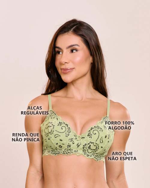 Suti� Debora em Renda Bicolor Sem Bojo e Com Aro