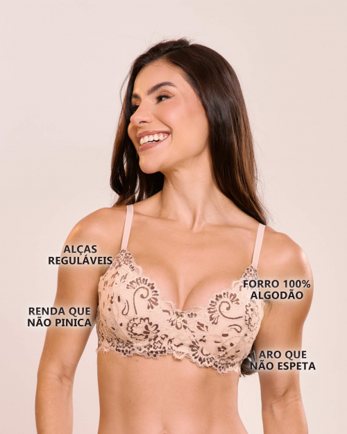 Suti� Debora em Renda Bicolor Sem Bojo e Com Aro