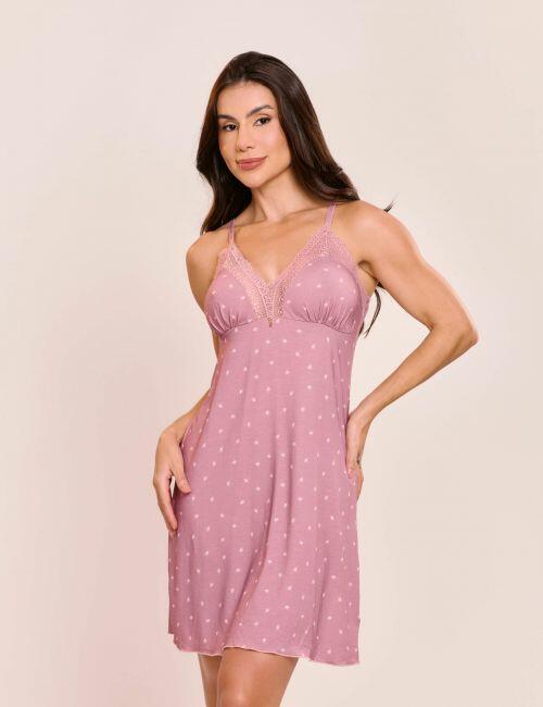 Camisola Nina Em Viscose Estampada Sem Bojo