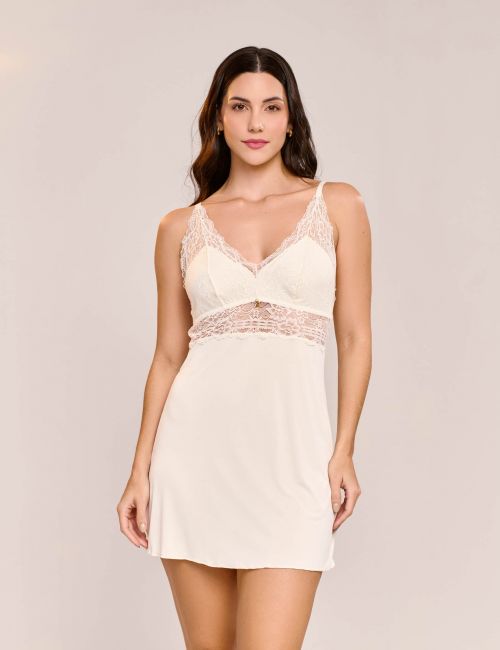 Camisola Orquídea Em Poliamida e Renda Sem Bojo