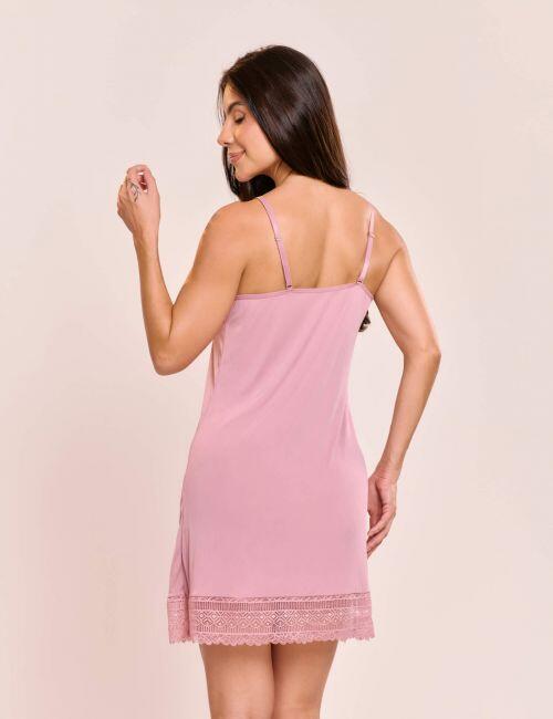 Camisola Marisa em Liganete Poliamida e Renda Sem Bojo