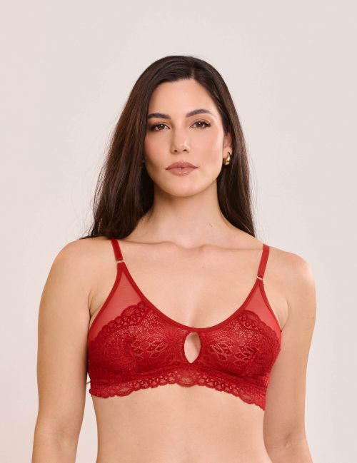 Conjunto Yane de Calcinha e Sutiã Sem Bojo e Sem Aro em Renda e Tule