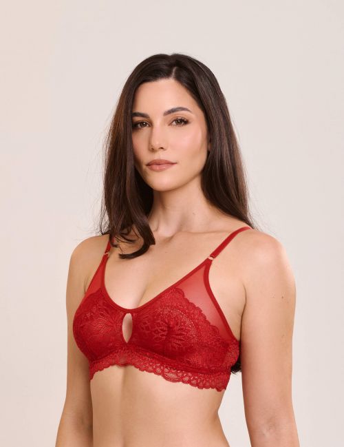 Conjunto Yane de Calcinha e Sutiã Sem Bojo e Sem Aro em Renda e Tule