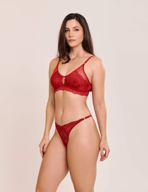 Conjunto Yane de Calcinha e Sutiã Sem Bojo e Sem Aro em Renda e Tule