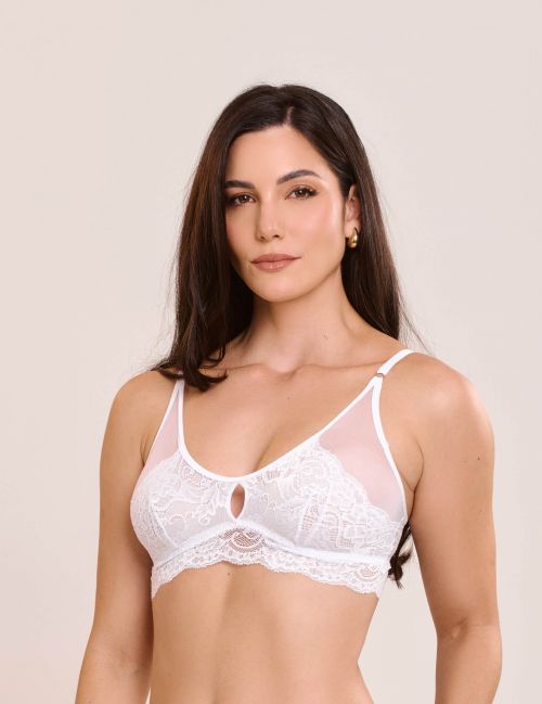 Conjunto Yane de Calcinha e Sutiã Sem Bojo e Sem Aro em Renda e Tule