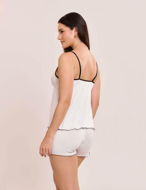Pijama Short doll Suzane em Suede Estampado e Sem Bojo