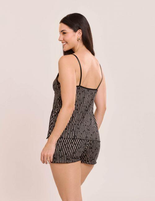 Pijama Short doll Suzane em Suede Estampado e Sem Bojo