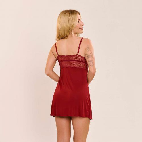 Camisola Orqu�dea em Liganete de Poliamida e Renda